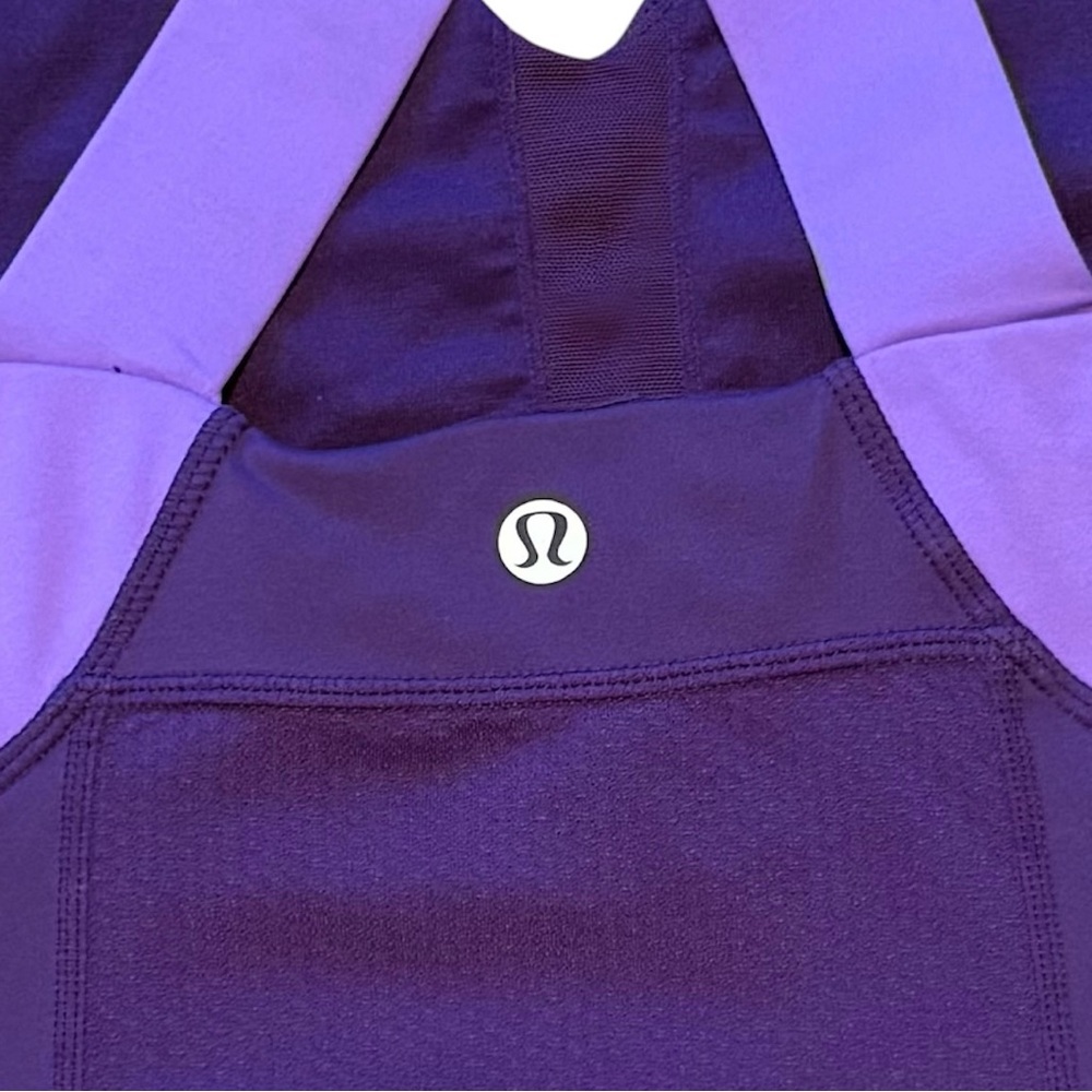 Lululemon Push Your Limits Tank Purple Color Block Cross Back Size 8 - Picture 6 of 9